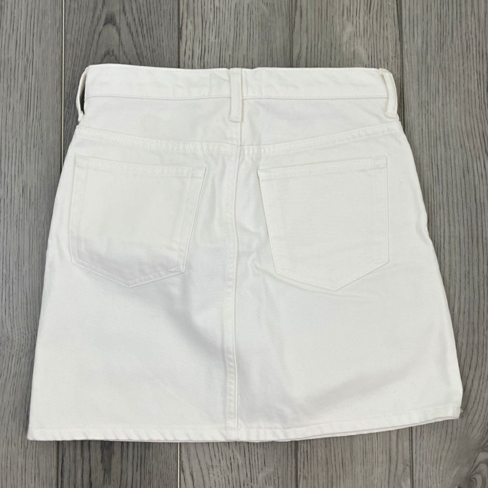 Everlane Woman Size 24 White Cotton Denim Mini A Line W Skirt Casual FLAWED - Picture 3 of 9